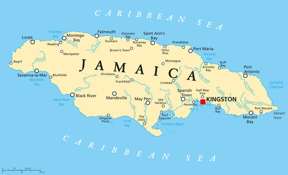 Bản đồ hành chính nước Jamaica (Jamaica Map) khổ lớn 2022