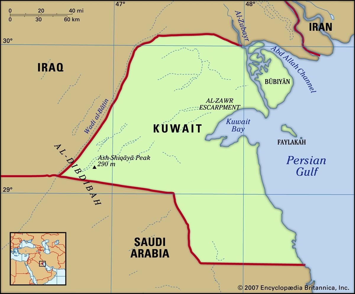 Bản đồ hành chính nước Kuwait (Kuwait Map) khổ lớn 2022