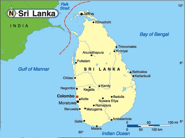 Bản đồ hành chính nước Sri Lanka (Sri Lanka Map) khổ lớn 2022