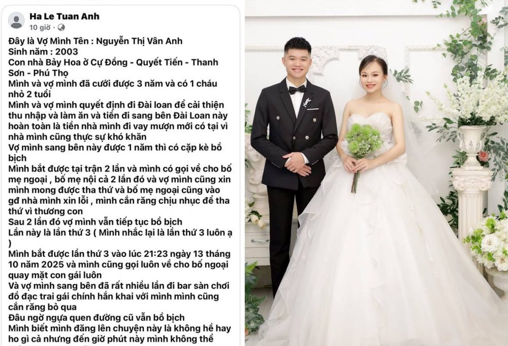Drama: Chồng đăng bài “bóc trần” vợ ngoại tình 3 lần khi sang Đài Loan làm việc