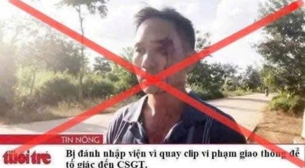 'Bị đánh nhập viện vì quay clip vi phạm giao thông' là tin giả?