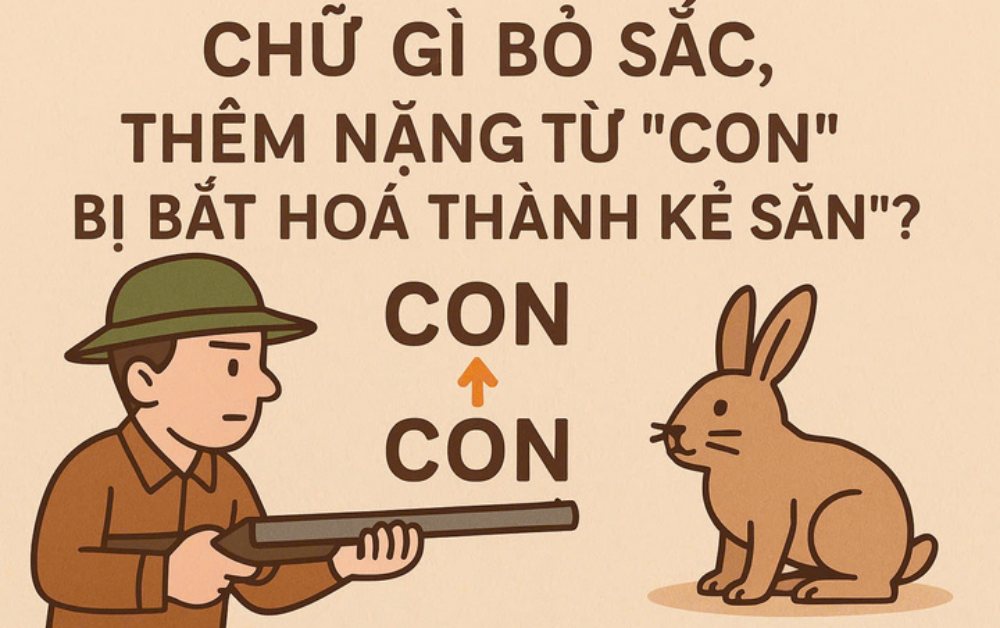 Chữ gì bỏ sắc, thêm nặng, từ con bị bắt hóa thành kẻ săn?