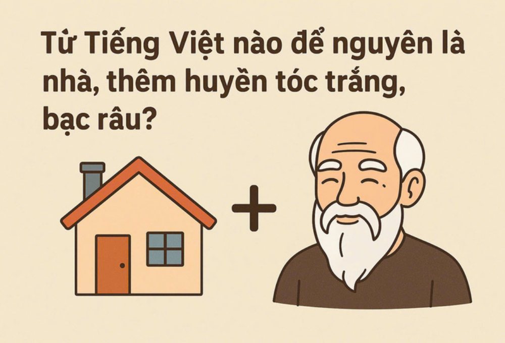 Từ Tiếng Việt nào để nguyên là nhà, thêm huyền tóc trắng, bạc râu?