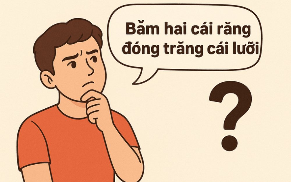 'Băm hai cái răng đóng trăng cái lưỡi' là gì?
