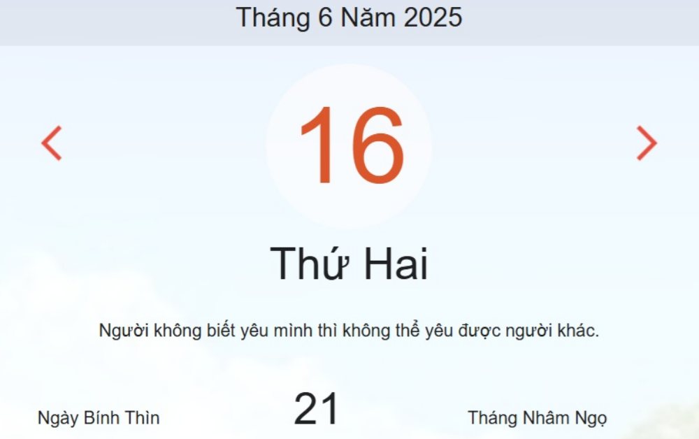 Âm lịch hôm nay 16/6 chính xác nhất - lịch vạn niên ngày 16/6/2025