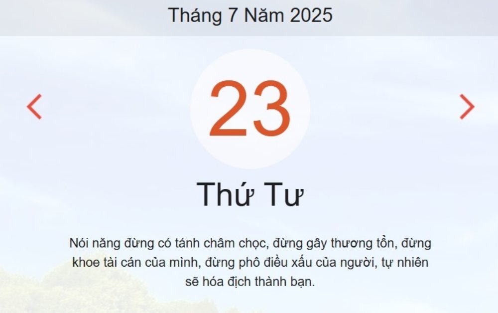 Âm lịch 23/7 – Xem lịch âm hôm nay và lịch vạn niên ngày 23/7/2025 chính xác nhất