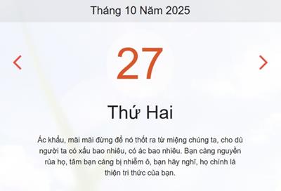 Lịch âm 27/10 – Xem âm lịch ngày 27/10