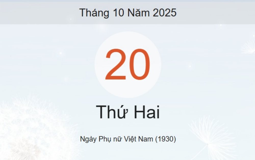 Lịch âm 20/10 – Xem âm lịch ngày 20/10