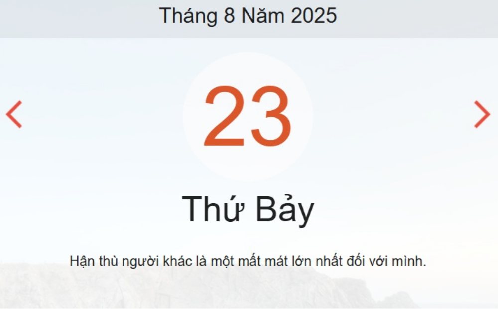 Lịch âm 23/8 – Xem Âm lịch hôm nay 23/8 chính xác nhất - Lịch vạn niên ngày 23/8/2025