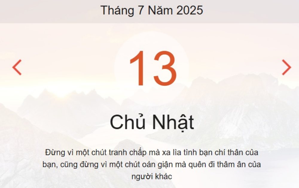 Lịch âm hôm nay 13/7/2025: Xem lịch âm, ngày tốt xấu và giờ hoàng đạo