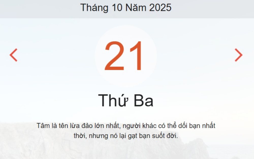 Lịch âm 21/10 – Xem âm lịch ngày 21/10
