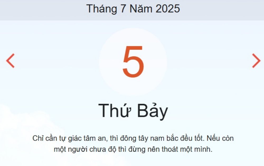 Lịch âm hôm nay - Âm lịch hôm nay 5/7 chính xác nhất - lịch vạn niên ngày 5/7/2025