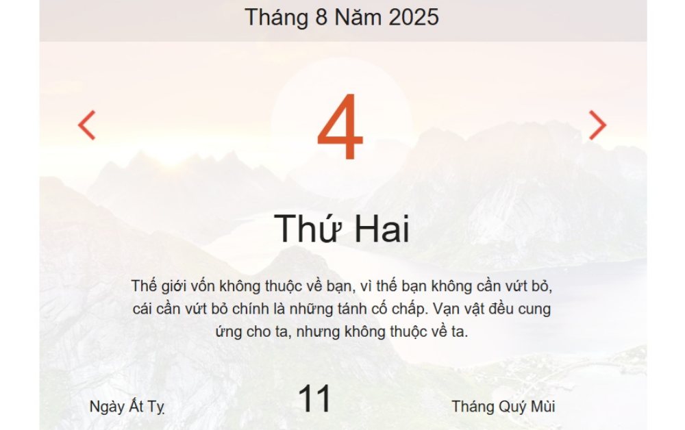 Lịch âm 4/8 – Xem Âm lịch hôm nay 4/8 chính xác nhất - Lịch vạn niên ngày 4/8/2025