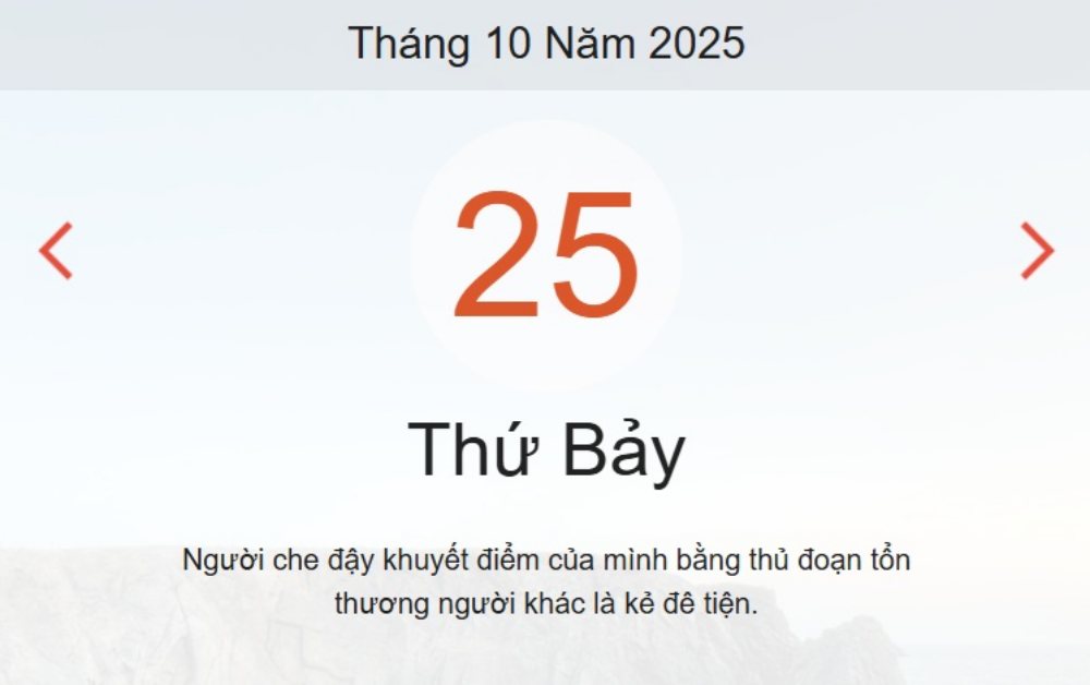 Lịch âm 25/10 – Xem âm lịch ngày 25/10