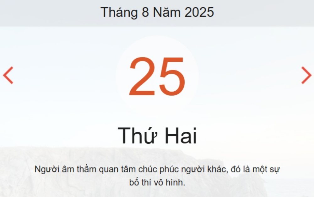 Lịch âm 25/8 – Xem Âm lịch hôm nay 25/8 chính xác nhất - Lịch vạn niên ngày 25/8/2025