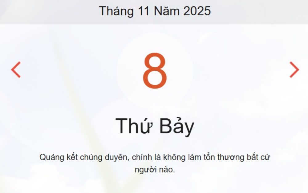 Lịch âm 8/11 – Xem âm lịch ngày 8/11