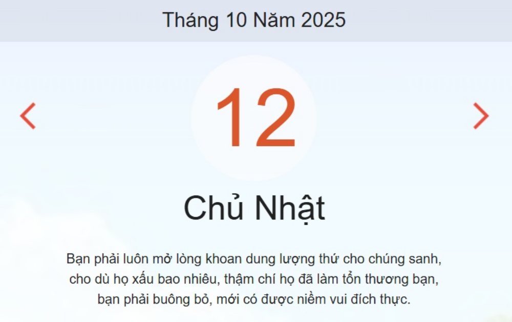 Lịch âm 12/10 – Xem âm lịch ngày 12/10