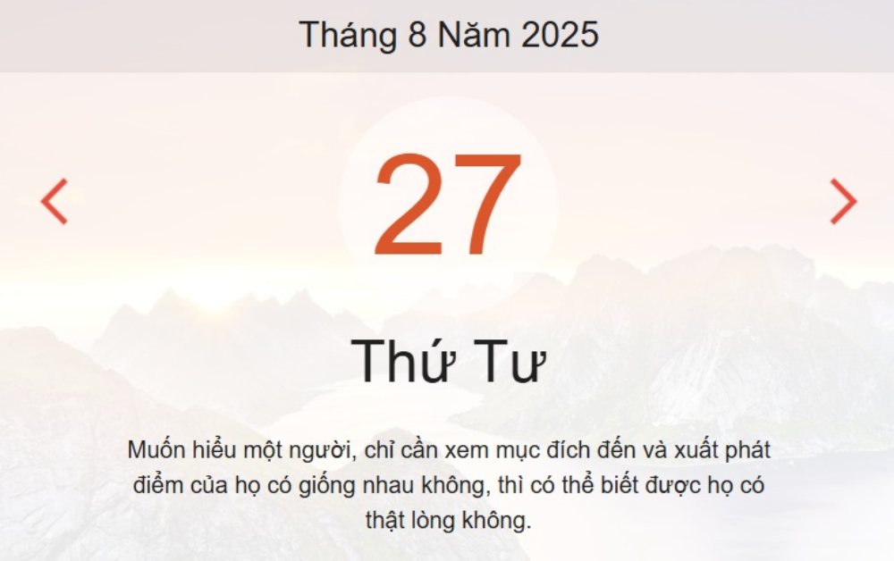 Lịch âm 27/8 – Xem Âm lịch hôm nay 27/8 chính xác nhất - Lịch vạn niên ngày 27/8/2025