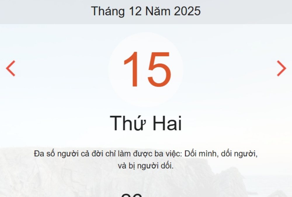 Lịch âm 15/12 – Xem âm lịch ngày 15/12