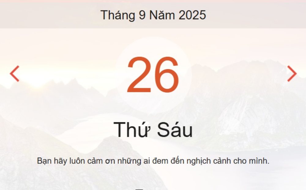 Lịch âm 26/9 – Xem âm lịch ngày 26/9