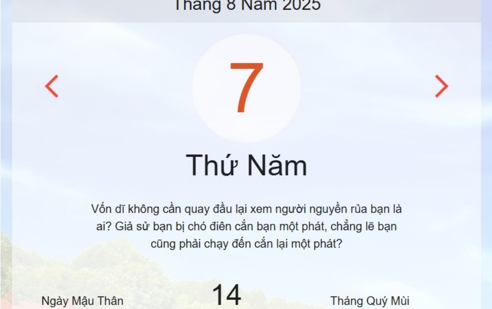 Lịch âm 7/8 – Xem Âm lịch hôm nay 7/8 chính xác nhất - Lịch vạn niên ngày 7/8/2025