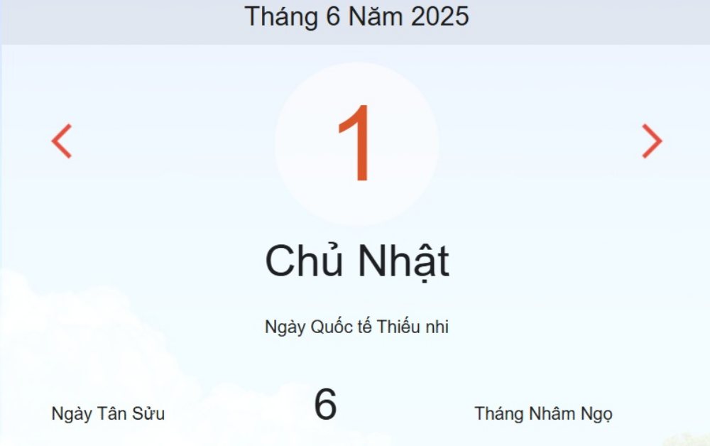 Âm lịch hôm nay 1/6 chính xác nhất - lịch vạn niên ngày 1/6/2025