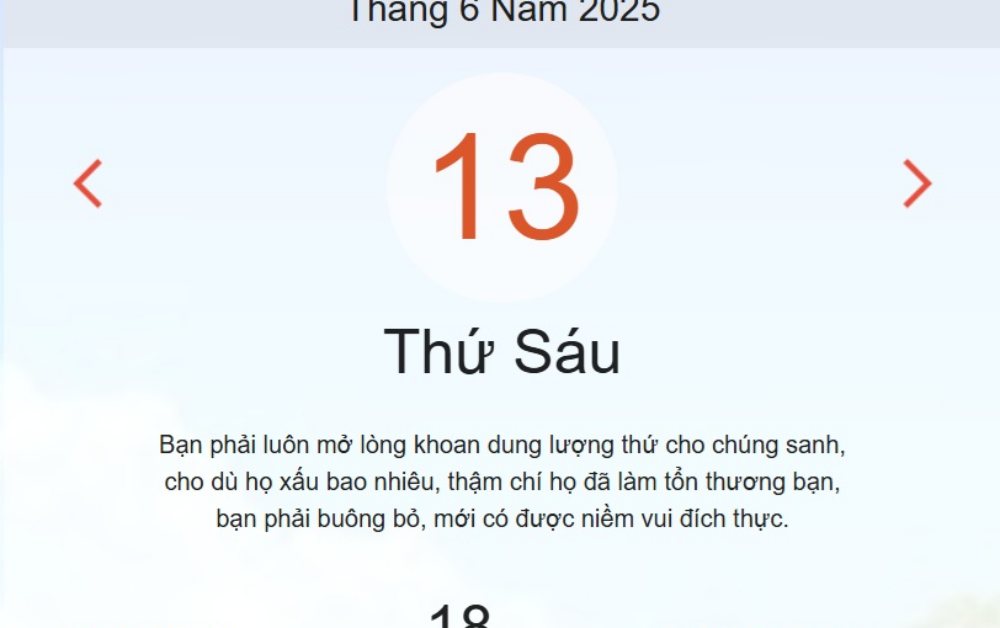 Âm lịch hôm nay 13/6 chính xác nhất - lịch vạn niên ngày 13/6/2025