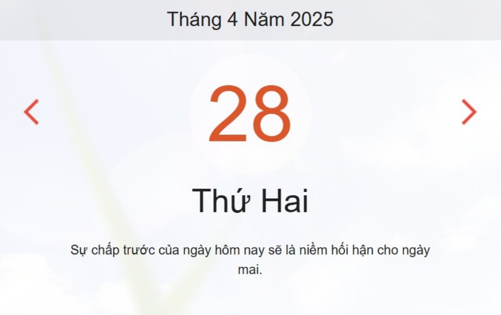 Âm lịch hôm nay 28/4 chính xác nhất, lịch vạn niên ngày 28/4/2025