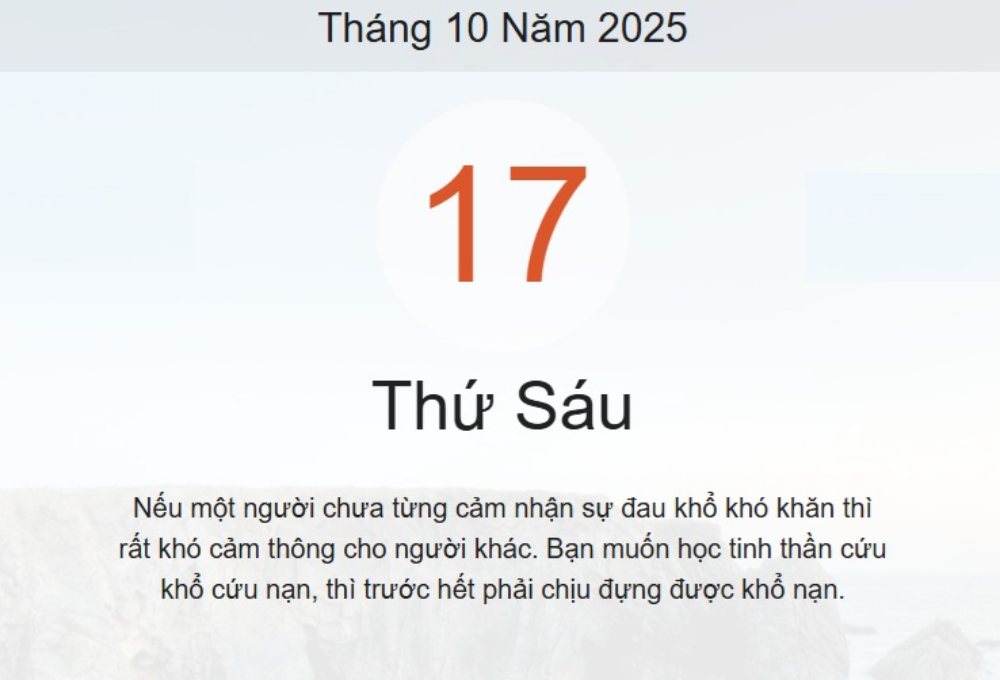 Lịch âm 17/10 – Xem âm lịch ngày 17/10