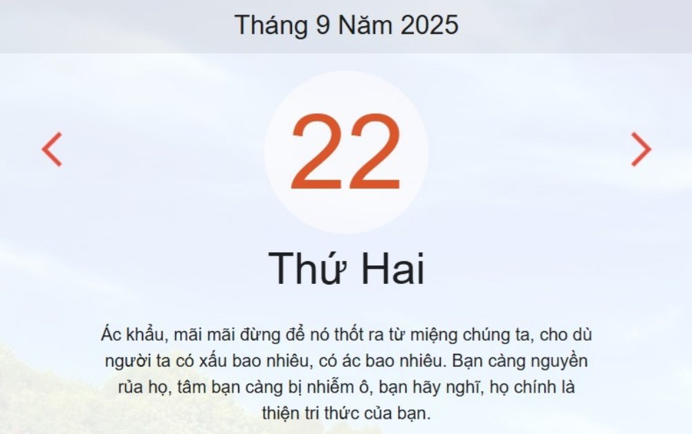 Lịch âm 22/9 – Xem âm lịch ngày 22/9