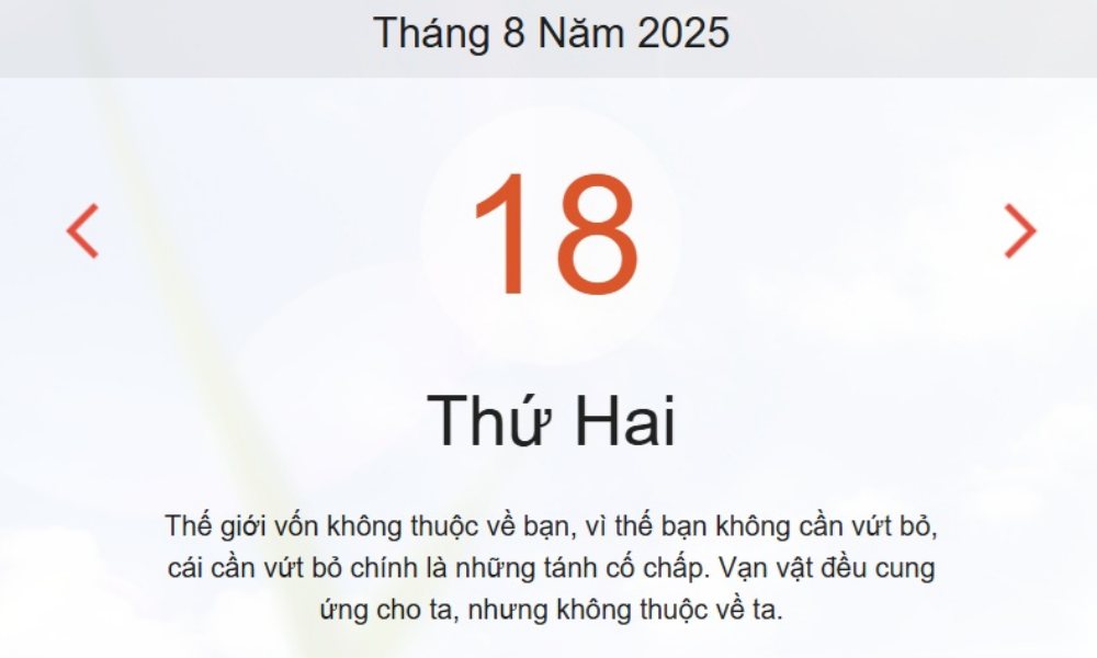 Lịch âm 18/8 – Xem Âm lịch hôm nay 18/8 chính xác nhất - Lịch vạn niên ngày 18/8/2025