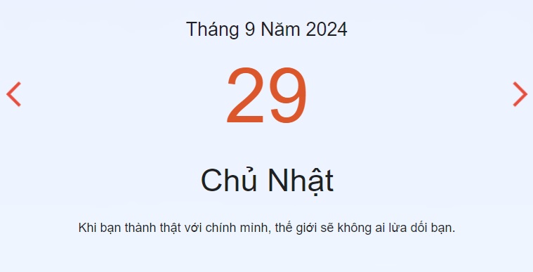 Âm lịch hôm nay chủ Nhật 29/9 chính xác nhất, lịch vạn niên 29/9/2024