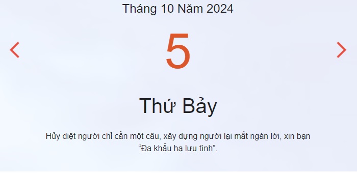 Lịch âm 05/10 - Âm lịch hôm nay 05/10 chính xác nhất - lịch vạn niên 05/10/2024