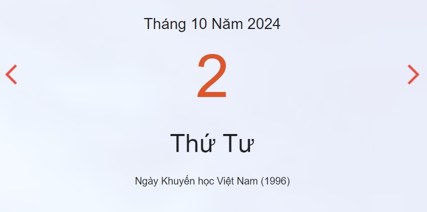 Âm lịch hôm nay 2/10 chính xác nhất - lịch vạn niên ngày 2/10/2024