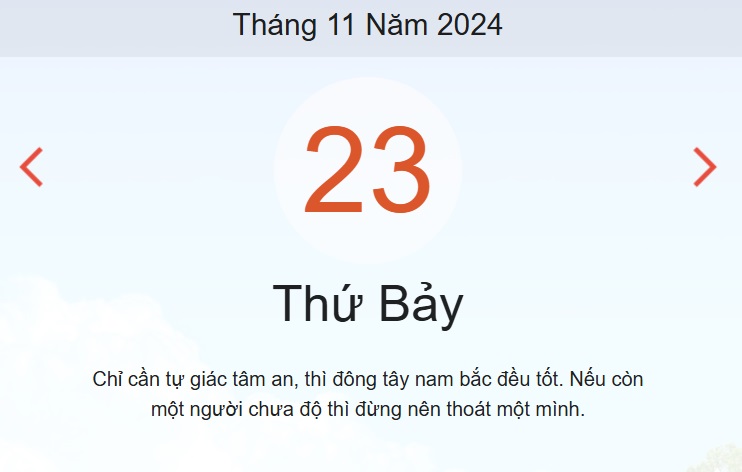 Lịch âm 23/11 - Âm lịch hôm nay 23/11 - lịch vạn niên ngày 23/11/2024