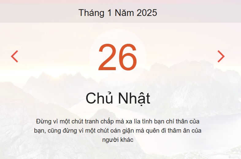 Lịch âm 26/1 chính xác nhất - lịch vạn niên ngày 26/1/2025