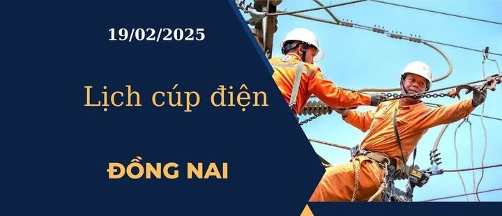 Lịch cúp điện hôm nay ngày 19/02/2025 tại Đồng Nai cập nhật mới nhất