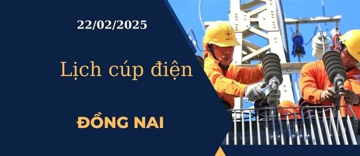 Lịch cúp điện hôm nay tại Đồng Nai ngày 22/02/2025 cập nhật mới nhất