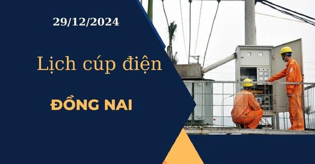 Lịch cúp điện hôm nay tại Đồng Nai ngày 29/12/2024 cập nhật mới nhất