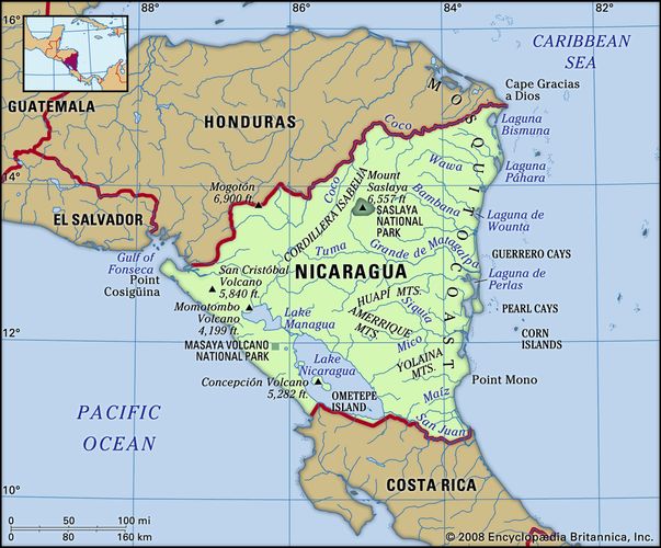 Bản đồ hành chính nước Nicaragua (Nicaragua Map) khổ lớn 2022