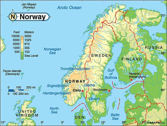 Bản đồ hành chính nước Na Uy (Norway Map) khổ lớn năm 2022