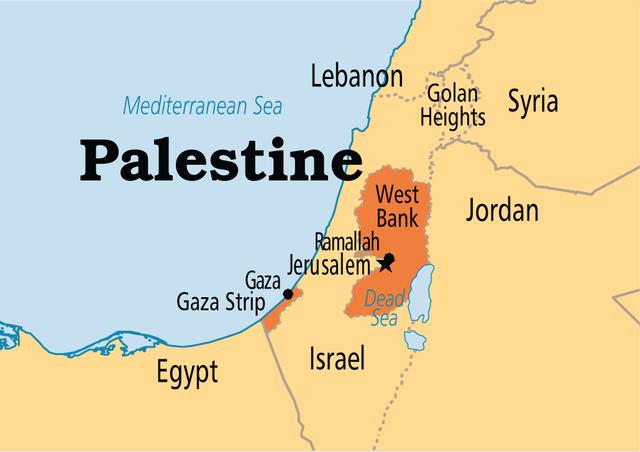 Bản đồ hành chính nước Palestine (Palestine Map) khổ lớn 2022