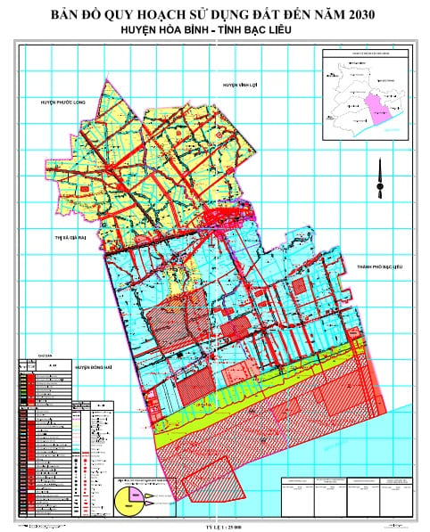 Bản đồ quy hoạch sử dụng đất huyện Hòa Bình tại Bạc Liêu đến năm 2030