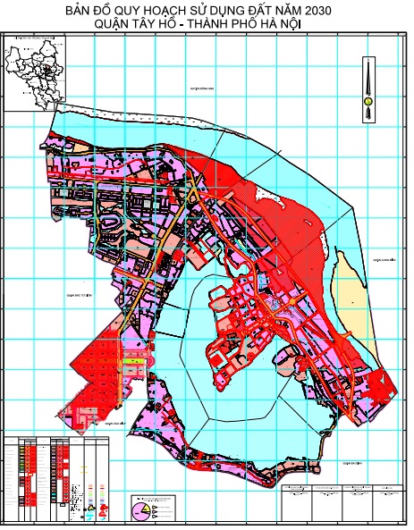 Bản đồ quy hoạch sử dụng đất Quận Tây Hồ đến năm 2030