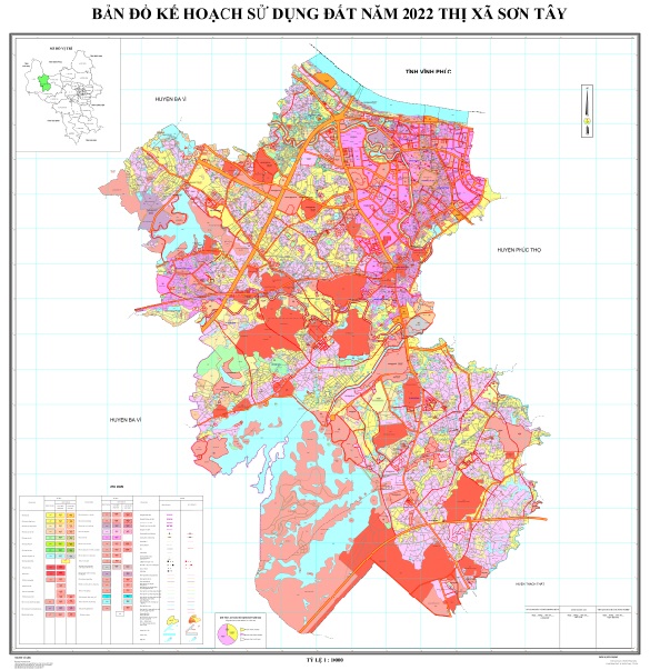 Bản đồ quy hoạch sử dụng đất thị xã Sơn Tây đến 2030