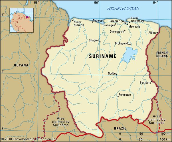 Bản đồ hành chính nước Suriname (Suriname Map) khổ lớn năm 2022