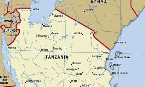 Bản đồ hành chính nước Tanzania (Tanzania Map) khổ lớn năm 2022