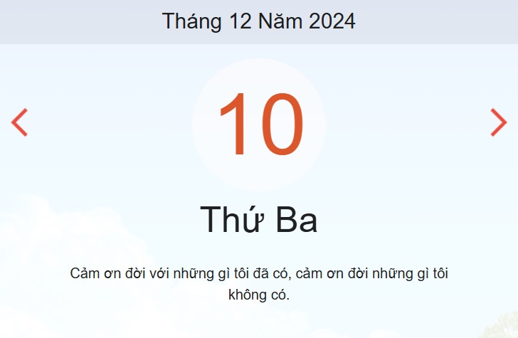 Lịch âm 10/12 - Âm lịch hôm nay 10/12 chính xác - lịch vạn niên ngày 10/12/2024