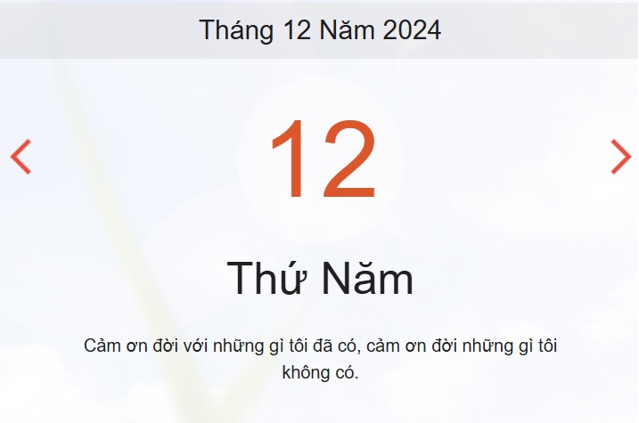 Lịch âm 12/12 - Âm lịch hôm nay thứ 5 ngày 12/12 chính xác - lịch vạn niên ngày 12/12/2024