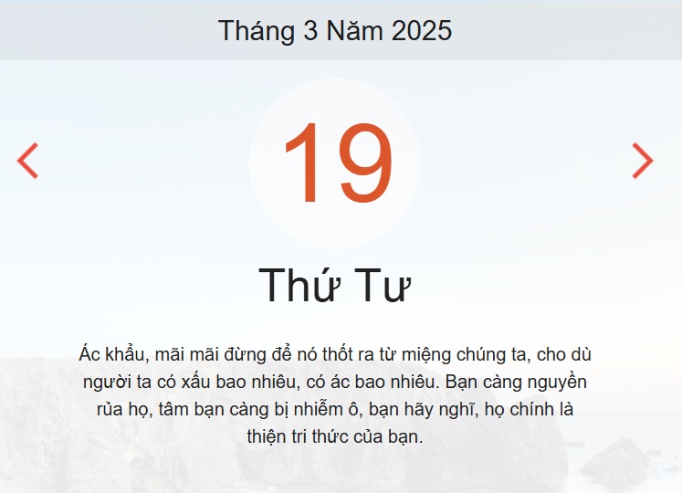 Âm lịch hôm nay 19/3 chính xác nhất, lịch vạn niên ngày 19/3/2025